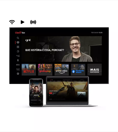 Imagem mostrando as funcionalidades da Claro TV+